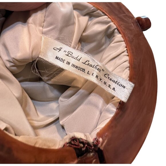 Vintage Budd Leather Coin Purse Lucite Frame & Satin Lining - Picture 5 of 6